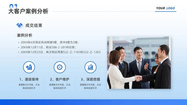 蓝色简约商务风企业宣传销售工作中的成功故事团队培训PPT销售销售经验分享