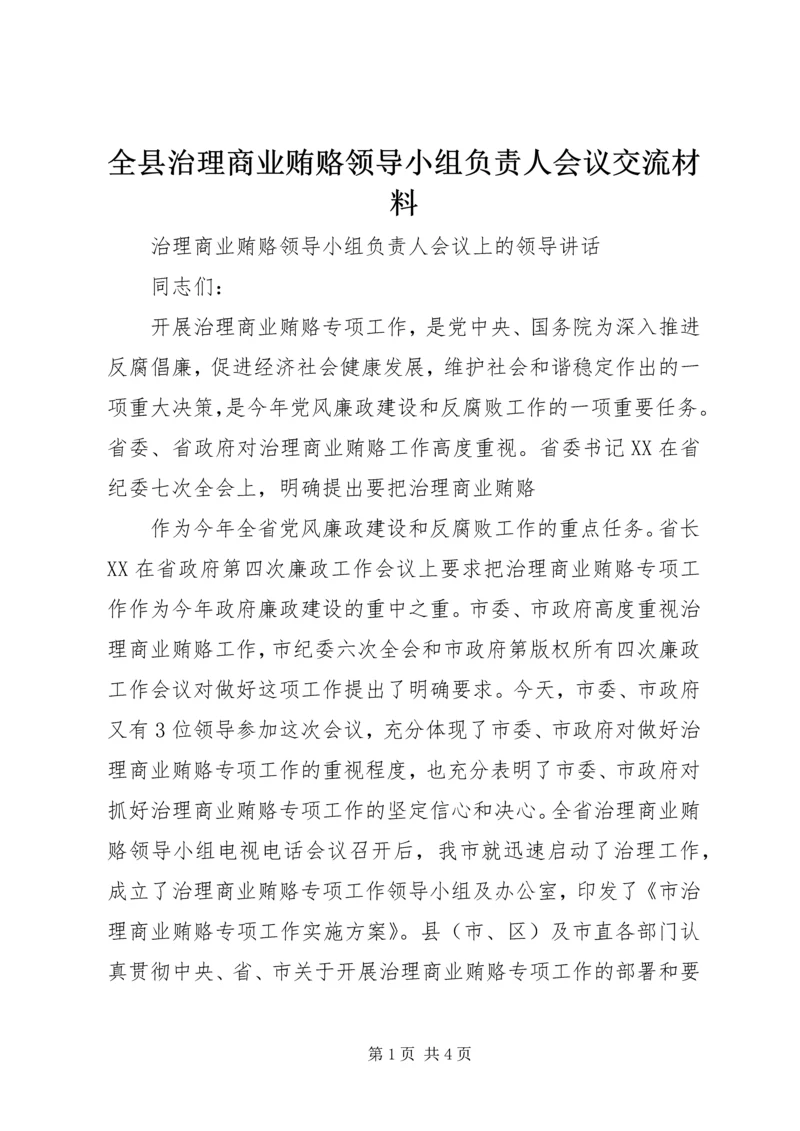全县治理商业贿赂领导小组负责人会议交流材料 (2).docx