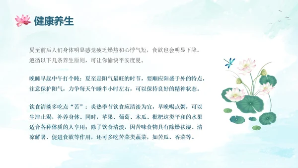 蓝绿色水墨国风夏至二十四节气知识科普PPT
