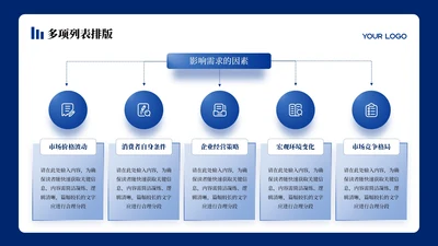 蓝色商务风5项列表PPT单页