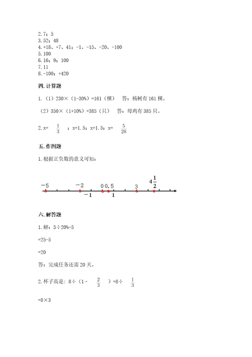 小学六年级下册数学期末测试卷附答案达标题