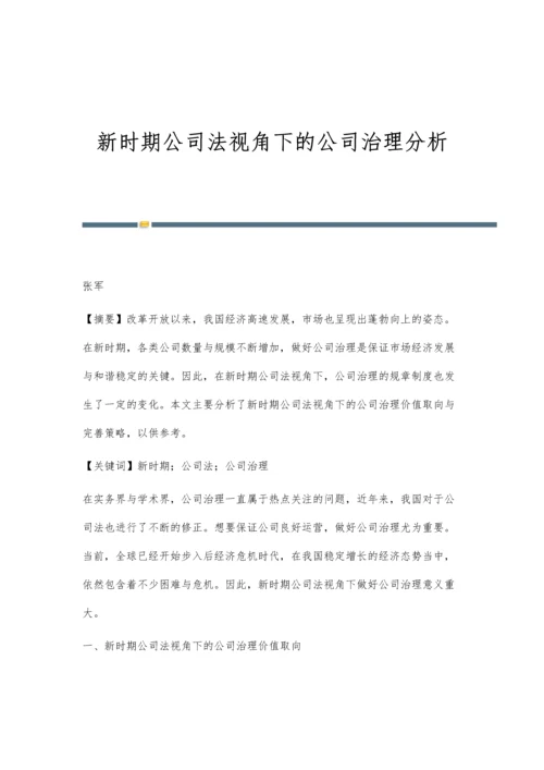 新时期公司法视角下的公司治理分析.docx