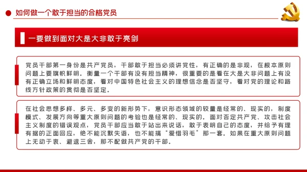 敢于负责勇于担当争做合格党员党课党建PPT模板