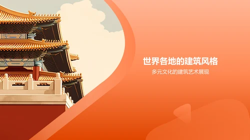 橙色渐变建筑介绍PPT模板
