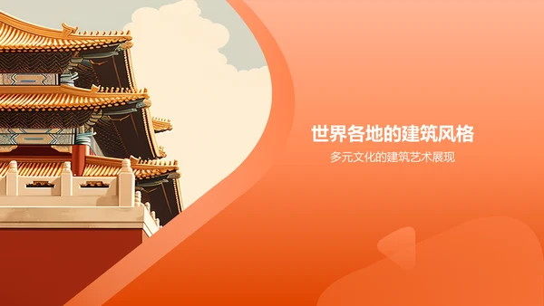 橙色渐变建筑介绍PPT模板