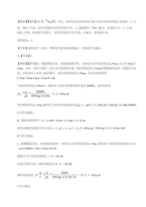 小卷练透四川绵阳南山双语学校物理八年级下册期末考试同步训练试卷（含答案详解）.docx