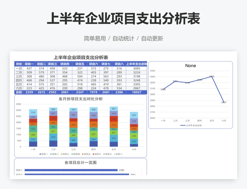 上半年企业项目支出分析表