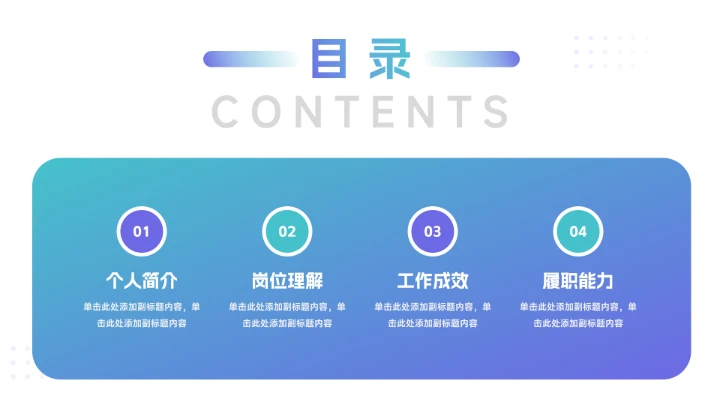 蓝色渐变欧美质感述职报告PPT模板