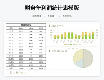 财务年利润统计表模版