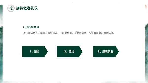 绿色水墨中国风家庭礼仪培训课件PPT文明礼仪