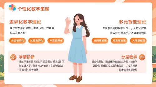 橙黄色插画风加油新学期PPT模板