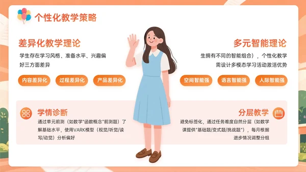 橙黄色插画风加油新学期PPT模板