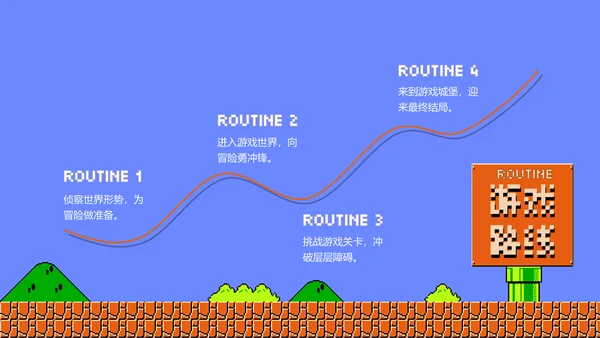 任天堂掌机游戏超级玛丽通用PPT模板
