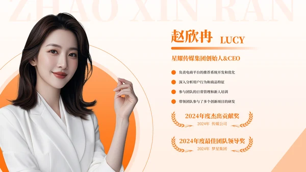 橙色商务风人物介绍PPT版式合集