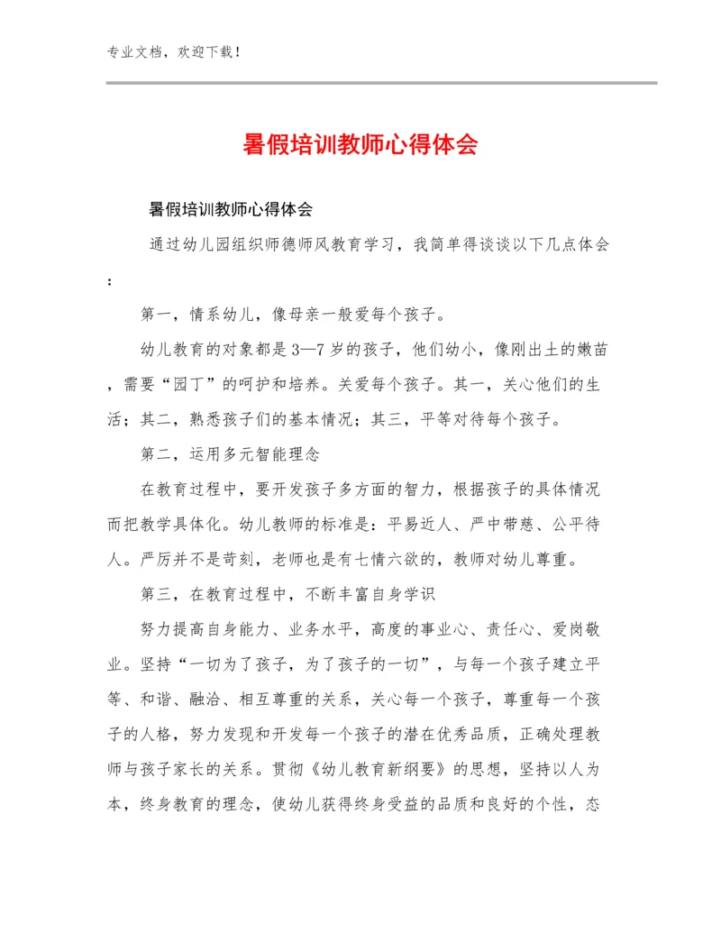 暑假培训教师心得体会例文30篇.docx