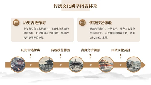 棕色中国风研学旅行PPT模板