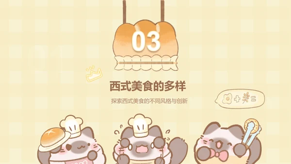 团团猫黄色卡通风美食介绍ppt模版