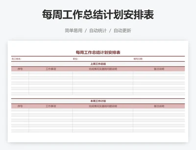 每周工作总结计划安排表