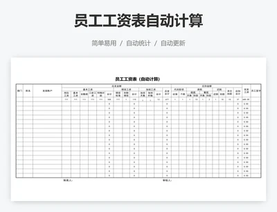 员工工资表自动计算