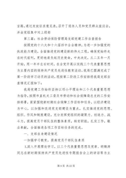 市社会劳动保险管理局支部党建工作自我检查报告.docx