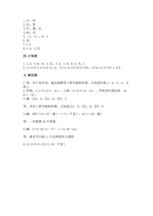 小学五年级上册数学期末考试试卷含答案【新】.docx