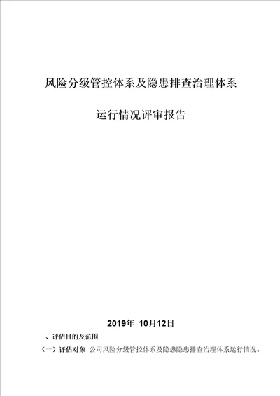 双重预防体系运行情况评审报告及记录