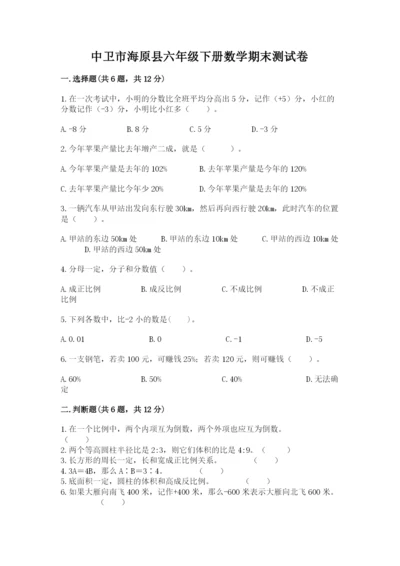 中卫市海原县六年级下册数学期末测试卷审定版.docx