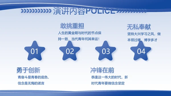 蓝色大气警察的任务与职责PPT动态模板