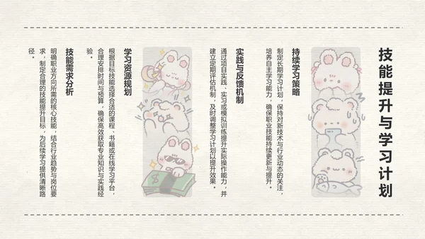 花月小熊奶白色简约风职业规划