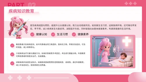 粉色3D风健康科普点亮患者教育之路关于患者教育讲座PPT模板