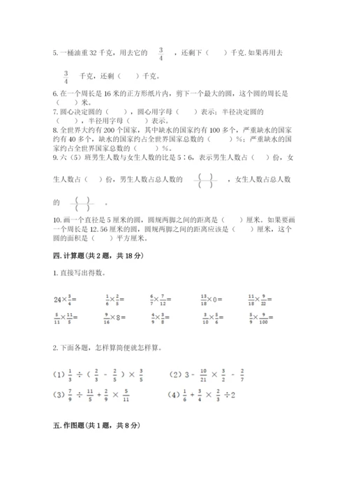 2022人教版六年级上册数学期末测试卷含完整答案【典优】.docx