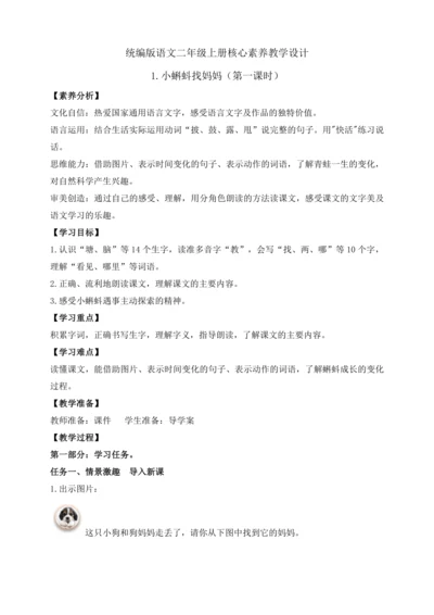 【课堂无忧】1.小蝌蚪找妈妈 任务型教学（第1课时）（教案）