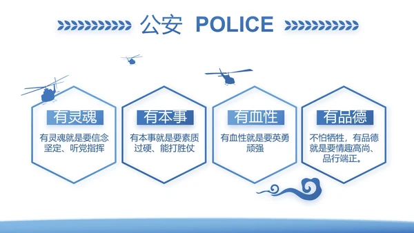 蓝色大气公安警察派出所年年终总结演讲PPT模板