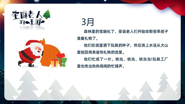 卡通插画风剪纸风圣诞老人的王国ppt圣诞节