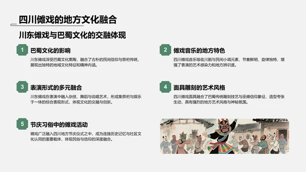 绿色水墨风傩戏的历史与文化价值PPT模板