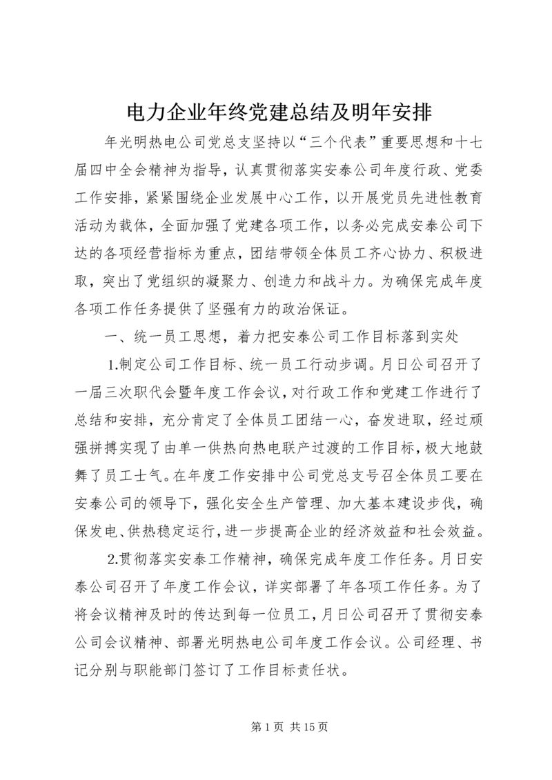 电力企业年终党建总结及明年安排.docx