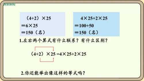 新人教版数学四年级下册3.7  乘法分配律课件