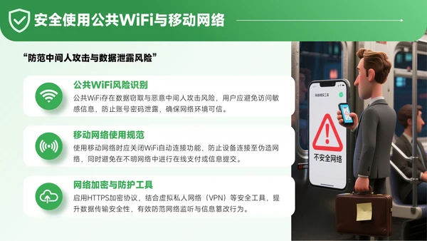 绿色3D风网络安全宣传通用PPT模板