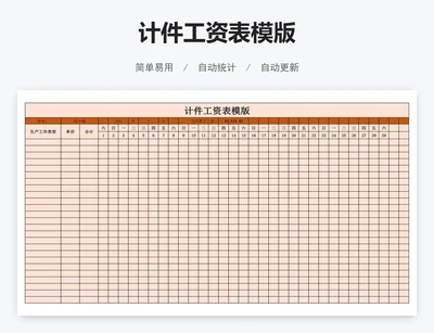 计件工资表模版