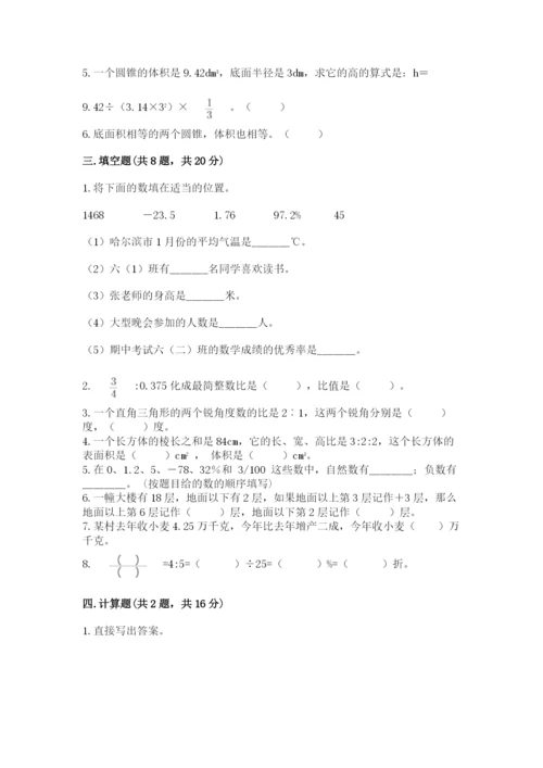 小学六年级下册数学期末测试卷完美版.docx