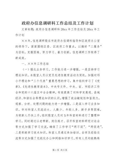 政府办信息调研科工作总结及工作计划.docx