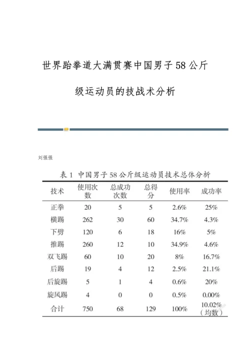 世界跆拳道大满贯赛中国男子58公斤级运动员的技战术分析.docx