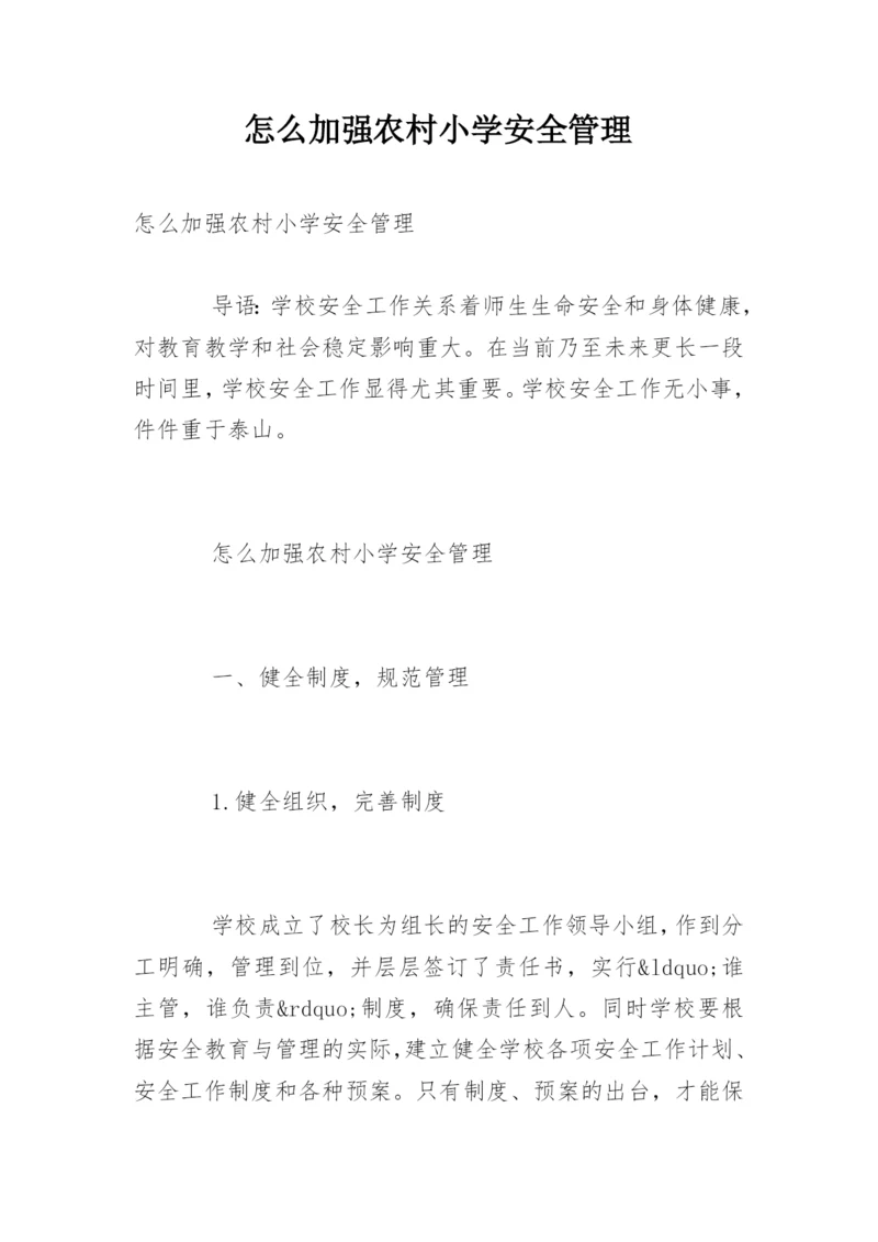 怎么加强农村小学安全管理.docx