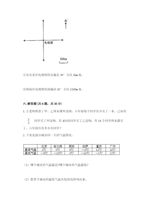 沪教版小学六年级下册数学期末综合素养测试卷附答案【精练】.docx