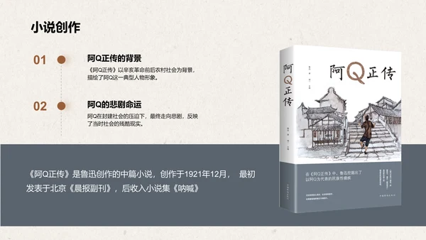 橙色复古风鲁迅-现代文学的奠基人之一PPT模板