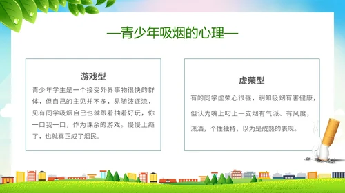 绿色简约小清新珍爱生命健康共建无烟校园世界无烟日主题PPT
