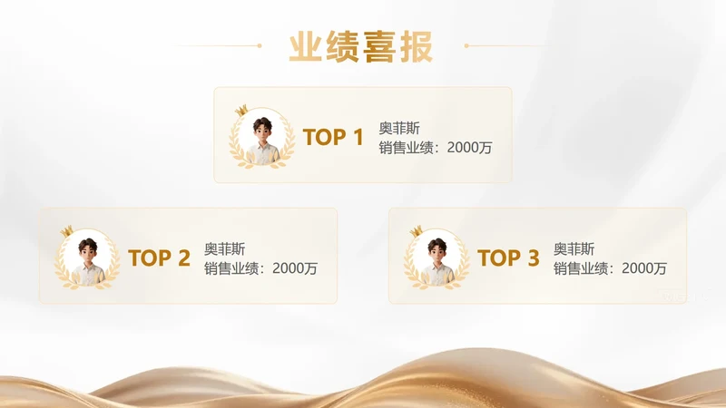 金绸奢华商务创意业绩喜报年终汇报PPT单页