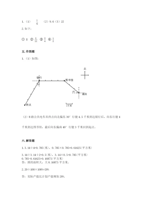 小学六年级数学上册期末卷及参考答案【满分必刷】.docx