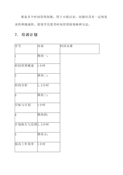 时间管理培训考核方案