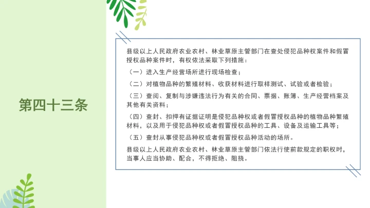普法全文学习2025年4月新修订《中华人民共和国植物新品种保护条例》PPT课件